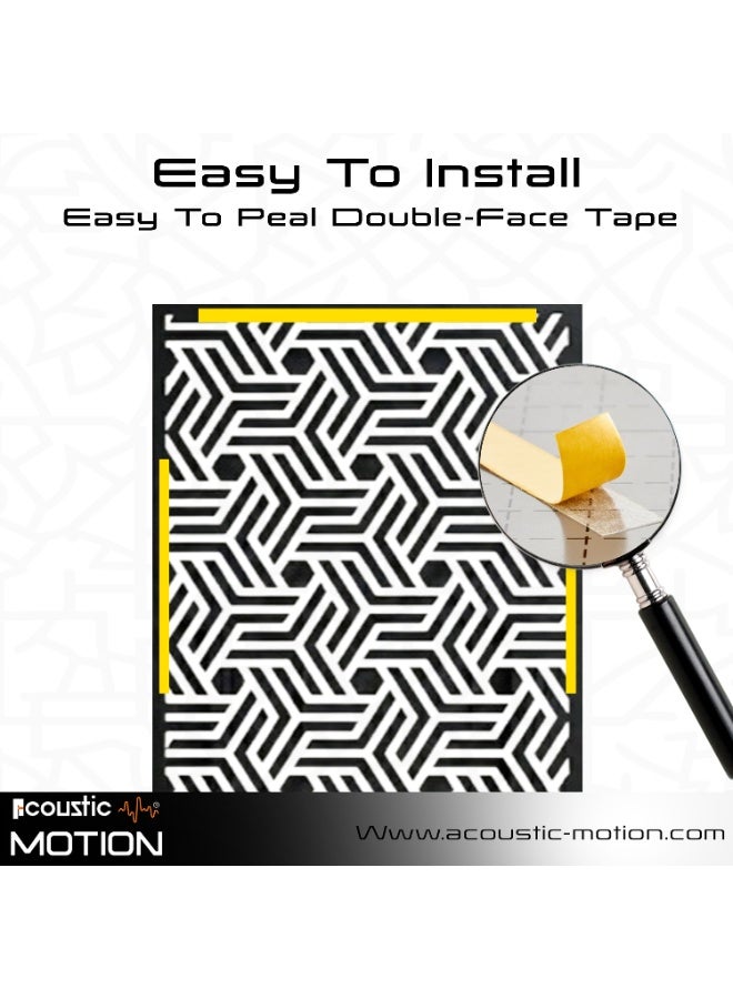 أكويستك موشان لوحات ديكور فنية جدارية خشبية من ACOUSTIC MOTION®، تصميم INTERA مع شريط لاصق مزدوج الوجه، معلق على الحائط باللون الأسود الحديث للمنزل وغرفة المعيشة وغرفة النوم والمكتب والفندق، 25 × 50 × 0.5 سم، مجموعة مكونة من 4 قطع - Image 2